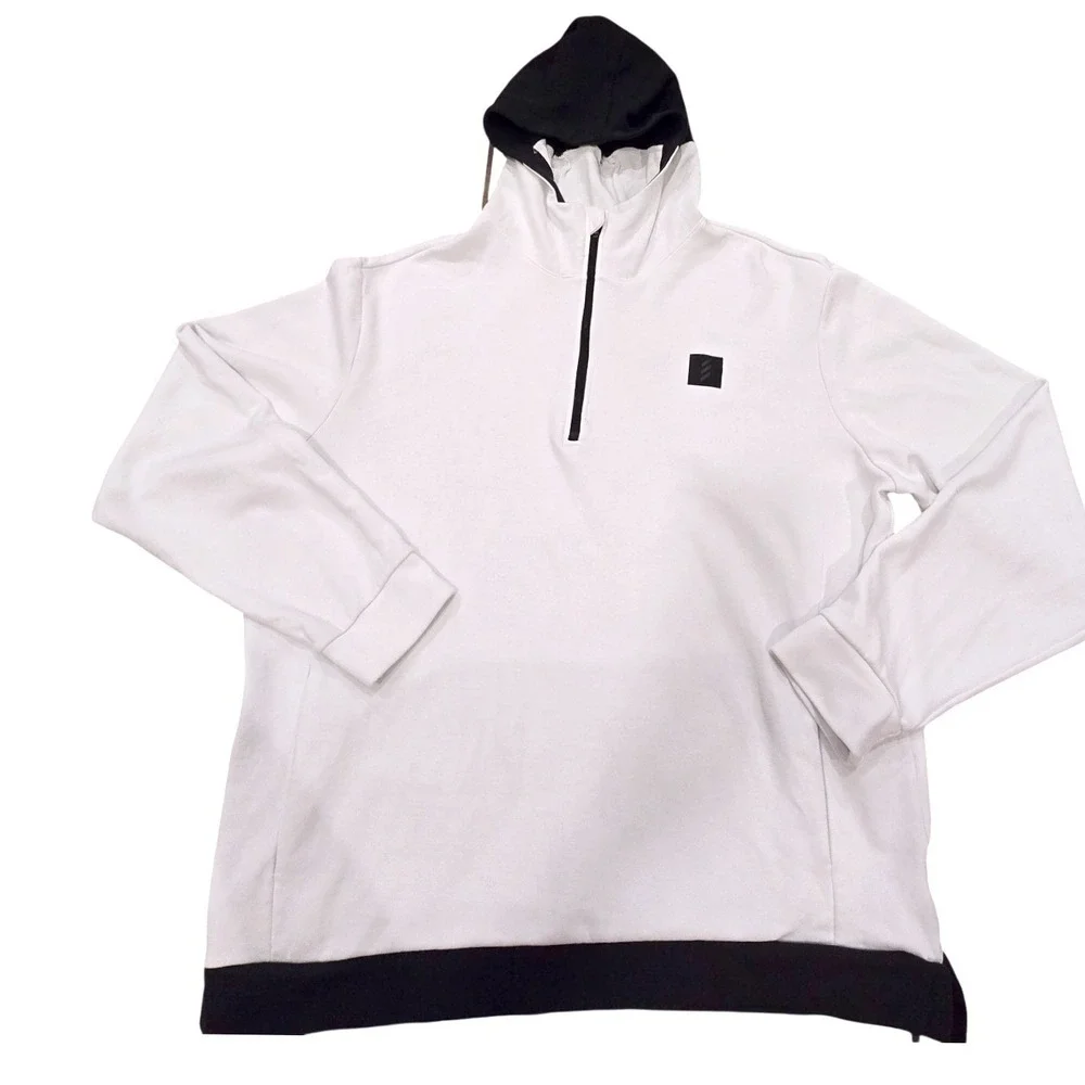 adidas Adicross 1/4 Zip Golf Hoodie Mens XL White Black Pullover RN88387 CA40312